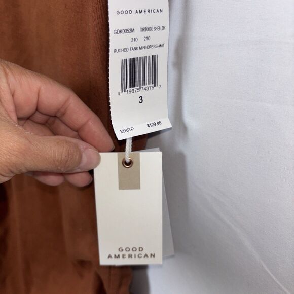 GOOD AMERICAN Ruched Bodycon Tank Dress SZ 3 Rust Brown Casual Summer MSRP $129 - Picture 4 of 8